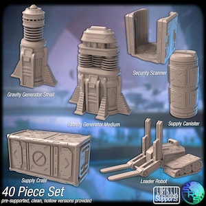 Spaceport Terrain Set Resin miniatur ~ RPG SciFi, Future, Kriegsspiele.Escala 32 mm