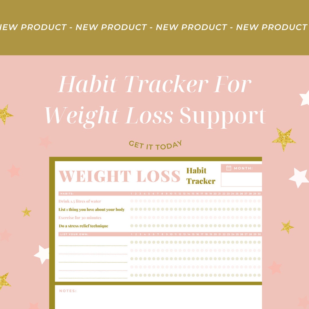 Weight Loss Habit Tracker Printable Monthly Tracker for Etsy
