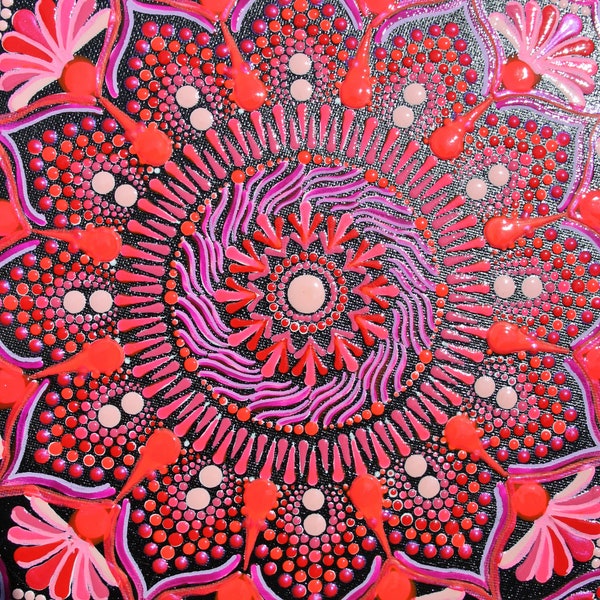 NEON RED FLOWER Mandala