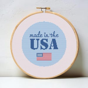 Made In The USA Digital Cross Stitch Chart - instant download needlepoint pattern, preppy trendy PDF 18 mesh canvas