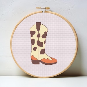 Cowboy Boot Digitale Kreuzstichvorlage - sofortiger Download Nadelpunkt Stickmuster, PDF auf 18 Mesh Leinwand
