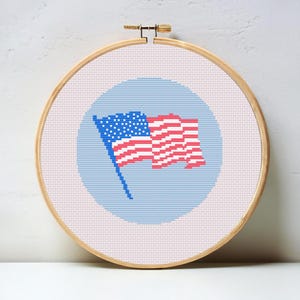 American Flag Digital Cross Stitch Chart - instant download needlepoint pattern, preppy trendy PDF 18 mesh canvas