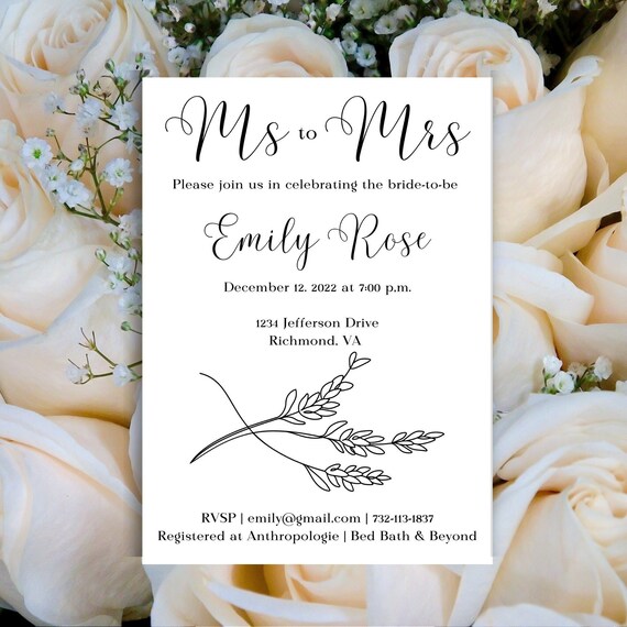 Bridal Shower Digital Download Template Etsy