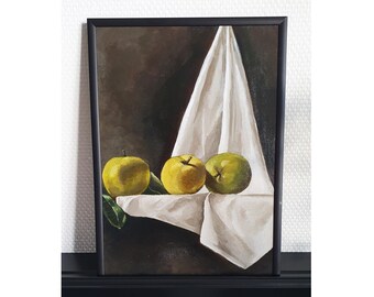 Three Little Apples - Original still life painting - Acrylic painting