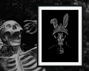 Gas Bunny | Art Print | Home Decor | Horror Gifts | Wall Art | Spooky Prints | Halloween Gifts | Creepy Prints