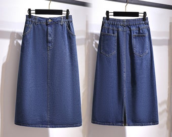 Plus Size Jean Skirt - Etsy