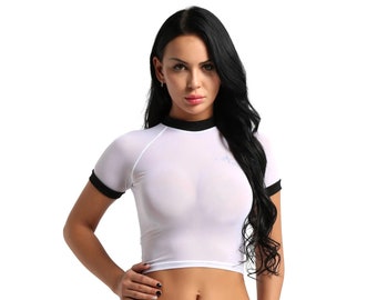 See Through Top, Sheer Crop Top, Lingerie See Through, Mesh Crop Top