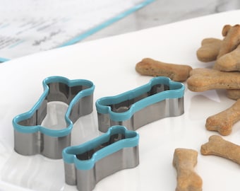 Bone Shaped Cookie Cutters: Stainless Steel, Dog Treat Set of 3