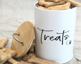 Simply Unleashed White Dog & Cat Treat Container with Bamboo Lid, 12 cups/98 oz.