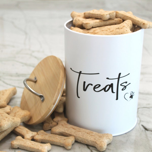 Simply Unleashed White Dog & Cat Treat Container with Bamboo Lid, 12 cups/98 oz.