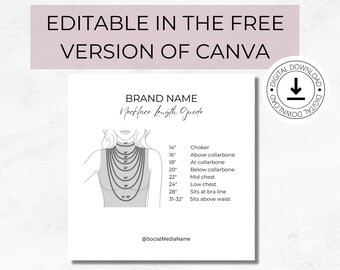 Editable Necklace Size Chart Template Printable Necklace - Etsy