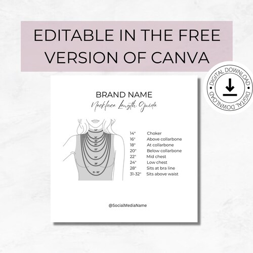 Editable Necklace Size Chart Template Printable Necklace - Etsy