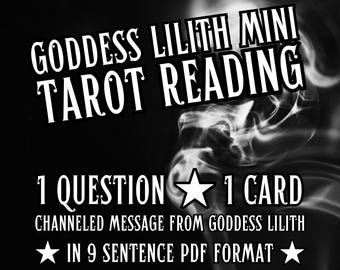 Goddess Lilith Mini Tarot Reading, Divine Dark Feminine Channeled Message via Email PDF