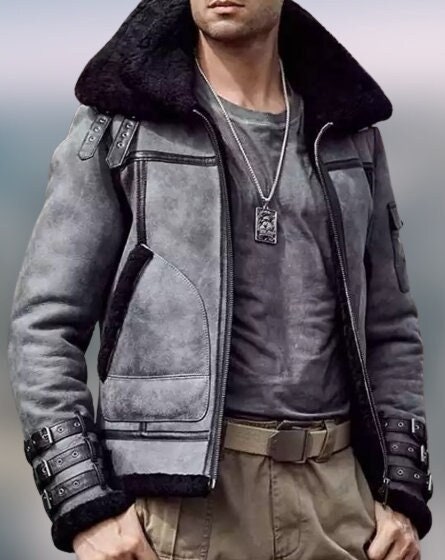 gray aviator jacket