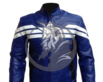 Captain America Steve Rogers Motorcycle Leather Jacket with Protection | Customized Biker Leather Jacket with CE Approved 5pc Armor