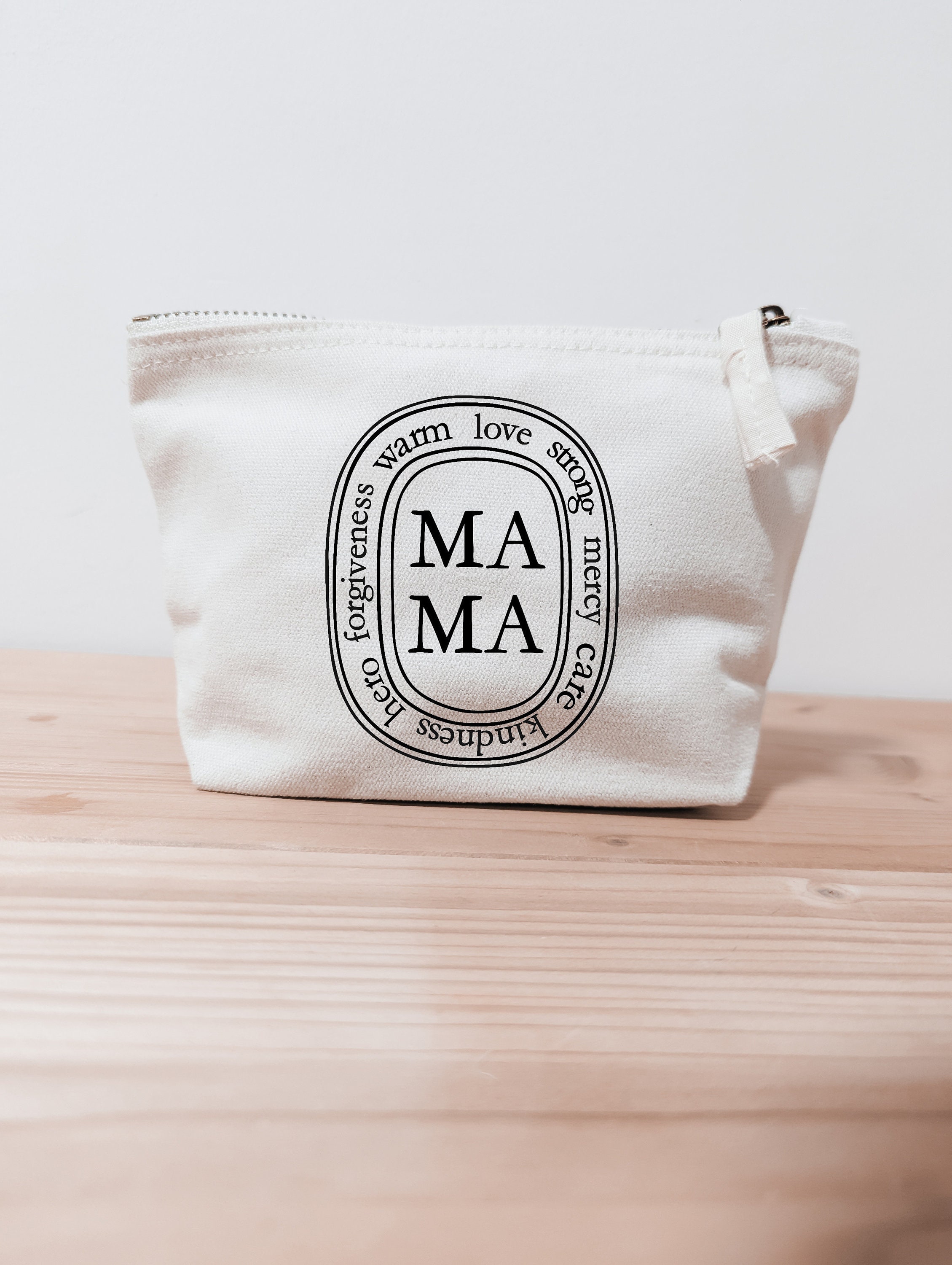 Mom Mama Canvas Toiletry Bag | Makeup bag | Stationary case Diptyque style | Gift idea birth pregnancy mom baby shower