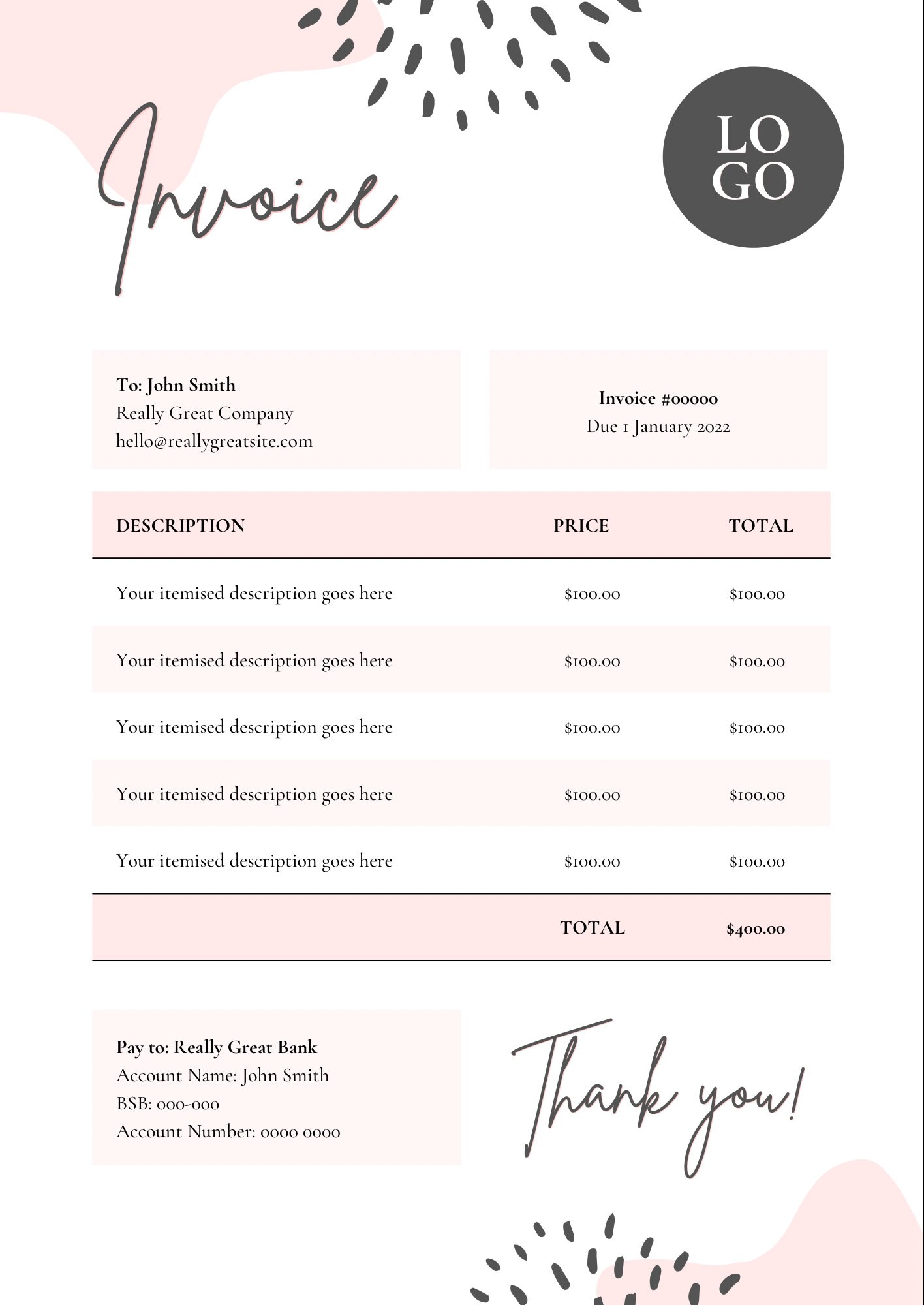 Pink Invoice + Letterhead Template, (A4), Business Invoice Template ...