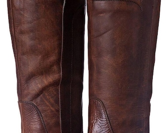 Brown Leather cowboy boots, knee high boots