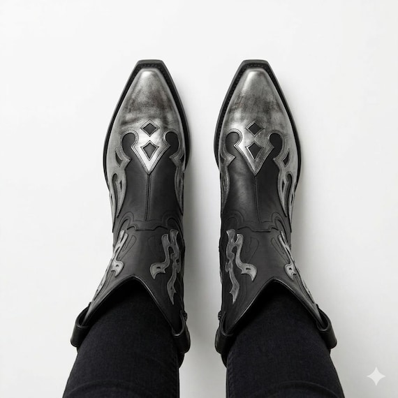 靴 y2k Dark Gothic Flame Western Boots Y2k Flame Boots - Etsy y2k Dark Gothic Flame Western Boots