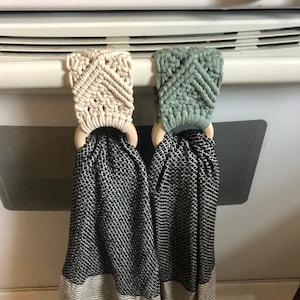 Macrame towel holder / hanger | wooden dowel |