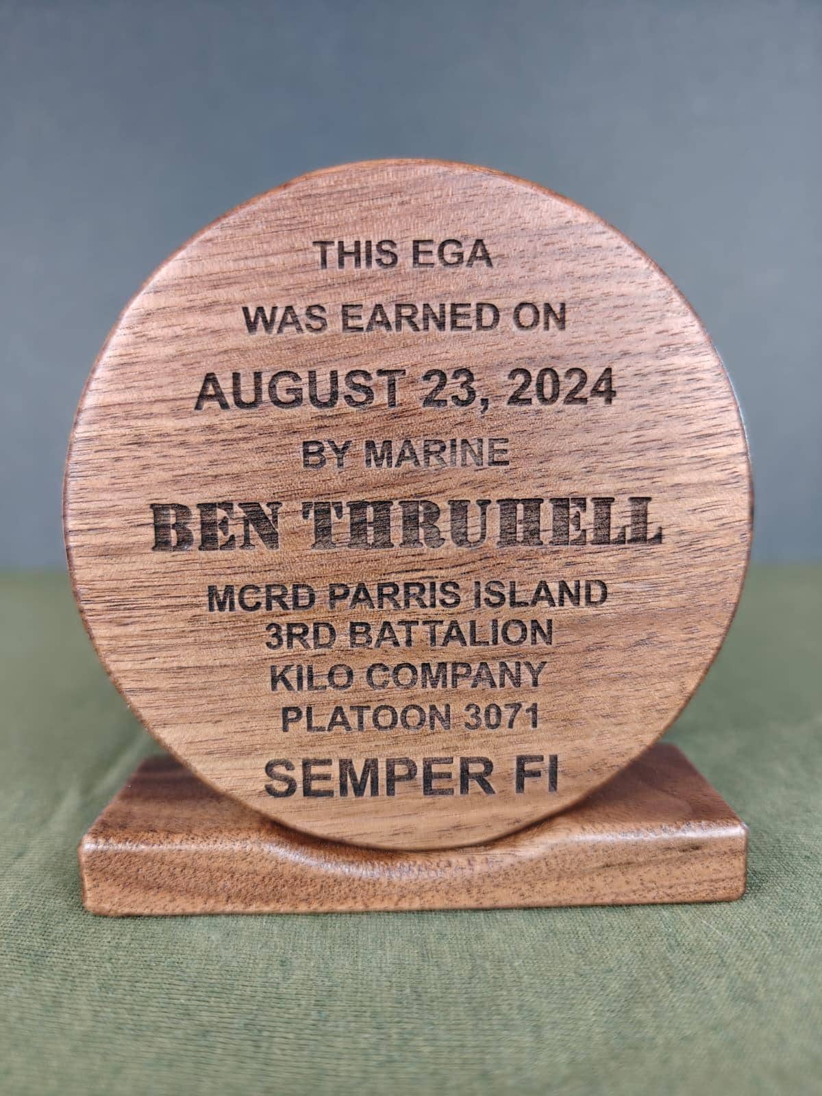 Ega Small Solid Walnut Marine Corps EGA Display- Fits Large & Small Egas- USMC ...