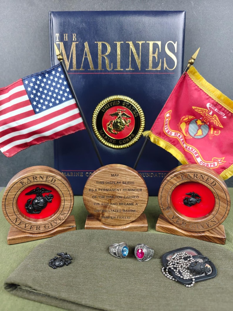 Ega Small Solid Walnut Marine Corps EGA Display- Fits Large & Small Egas- USMC ...