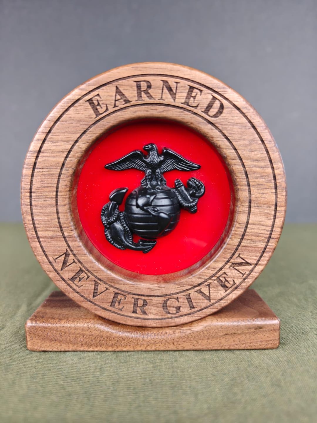 Ega Small Solid Walnut Marine Corps EGA Display- Fits Large & Small Egas- USMC ...