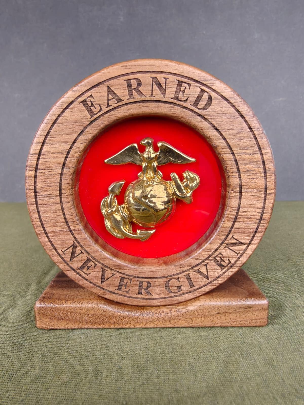Ega Small Solid Walnut Marine Corps EGA Display- Fits Large & Small Egas- USMC ...