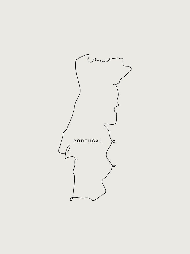 Portugal Map Outline Drawing Digital Download Printable - Etsy