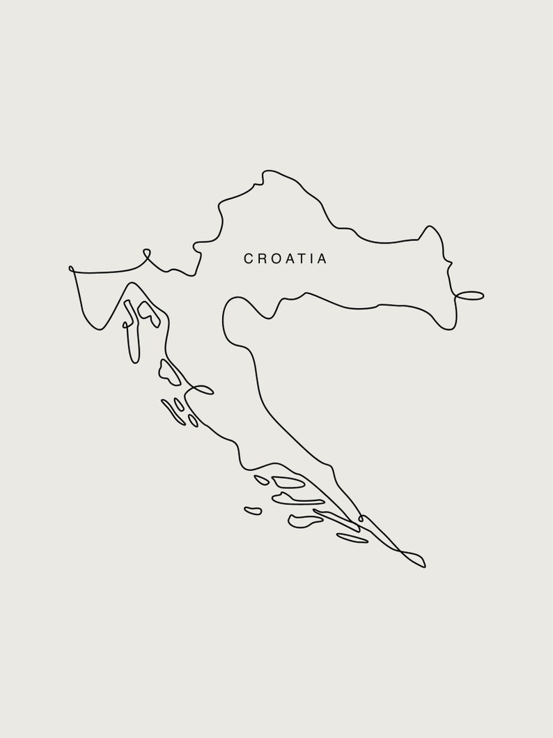 Croatia Map Outline Drawing Digital Download Printable - Etsy