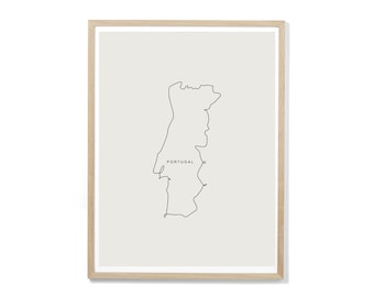Portugal Map | Outline Drawing | Digital Download | Printable Wall Art