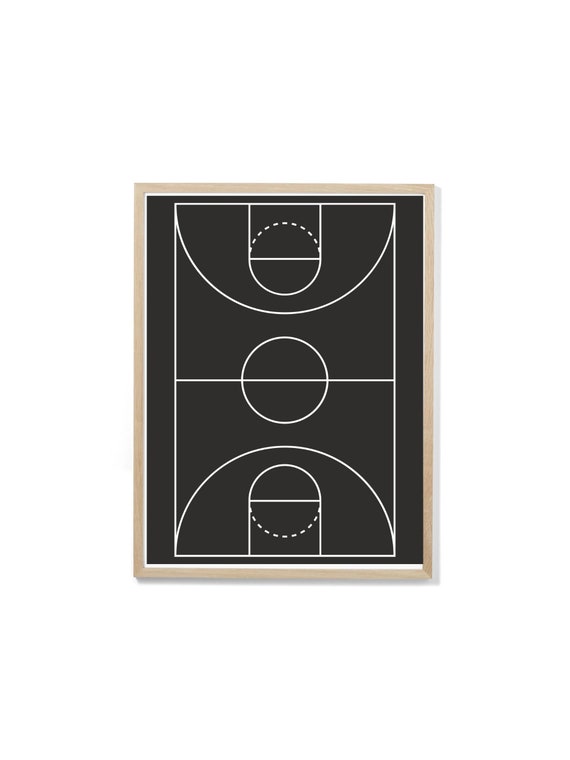 B&amp;W Basketball Court Print Digital Download Printable Wall - Etsy