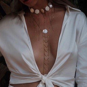Body Chain Bra Fashion Body Chain Necklace Bra Chain Body Jewelry, Pearl 