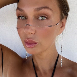 Silver Face Chain with Hematite stone crystal, boho festival jewelry, head jewelry, Burning Man style, festival outfit, festival clothing