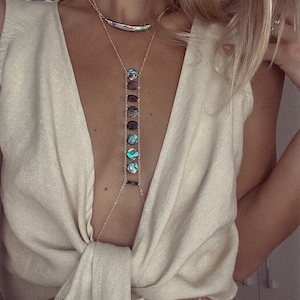 Gold body chain, body jewelry, Abalon jewelry, shell beads jewelry, nacre bodychain, beaded body chain, Bikini Jewelry, burning man jewelry
