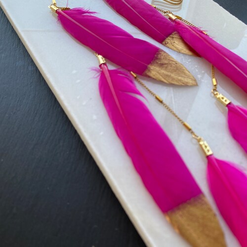 Feather Face Chain with nose shops clips, pink & gold facechain, boho festival accessory, Gypsy Boho facechain, head jewelry, burning man costume