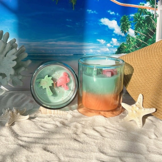 Summer candles | Beach themed candle | Handmade soy wax candle | Wood wick candle | Summer gift | Home decor | Home fragrance | Travel