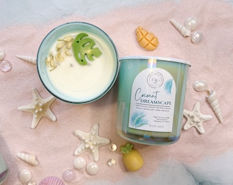 Coconut scented candles | Iridescent decor | Handmade vegan soy wax candles | Best gift for her/him | Spring/Summer decor | Summer candles