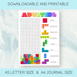 PRINTABLE Journal Page - Adulting Tracker - Monthly Tracker - Fun Habit Tracker - Adult Task Tracker - Printable Planner Page - Task Tracker