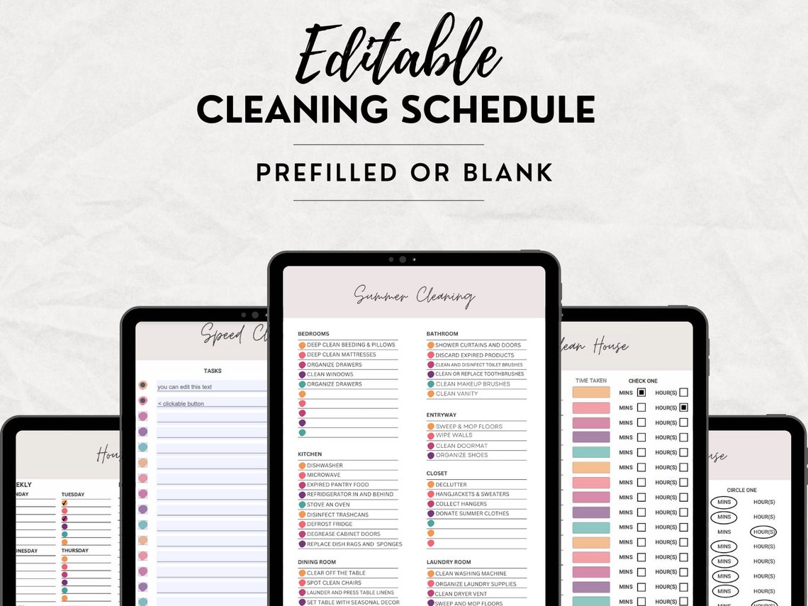 Digital ADHD Cleaning Checklist Cleaning Planner ADHD Chore Chart