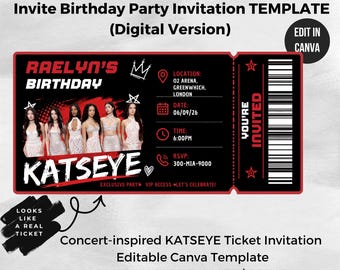 Katseye Tour Tickets Uitnodiging voor een verjaardagsfeestje - Sjabloon voor een uitnodiging (digitale versie)