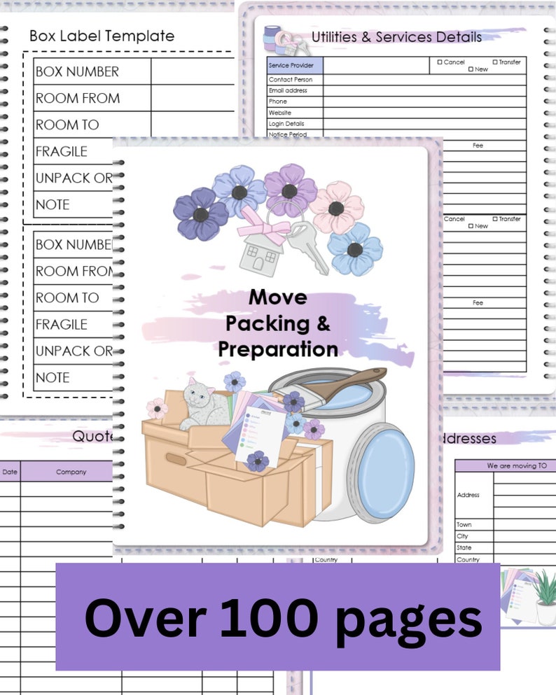 Moving Template | Moving Planner Kit | Moving Planner Bundle Printable | Moving Binder| Moving ...