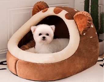 Sunny HOME for Dog and Cat | Made with pet-safe materials | Pet Bed Sleep House Warm Cave Dog Removable Cushion Indoor Tent Sofa Puppy