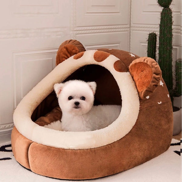 Sunny HOME for Dog and Cat | Made with pet-safe materials | Pet Bed Sleep House Warm Cave Dog Removable Cushion Indoor Tent Sofa Puppy