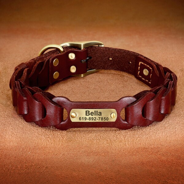 Bella | personalisiertes Hundehalsband | Lederhalsband | verschiedene Größen | mehrere Farben | Dog Pet Petshop | multiple Colours