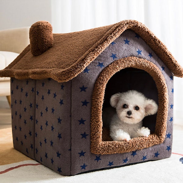 HOME per Cat Cathouse | Realizzato con materiali sicuri per gli animali domestici | Pet Bed Sleep House Warm Cave Dog Cuscino rimovibile Tenda Interna Divano Cucciolo