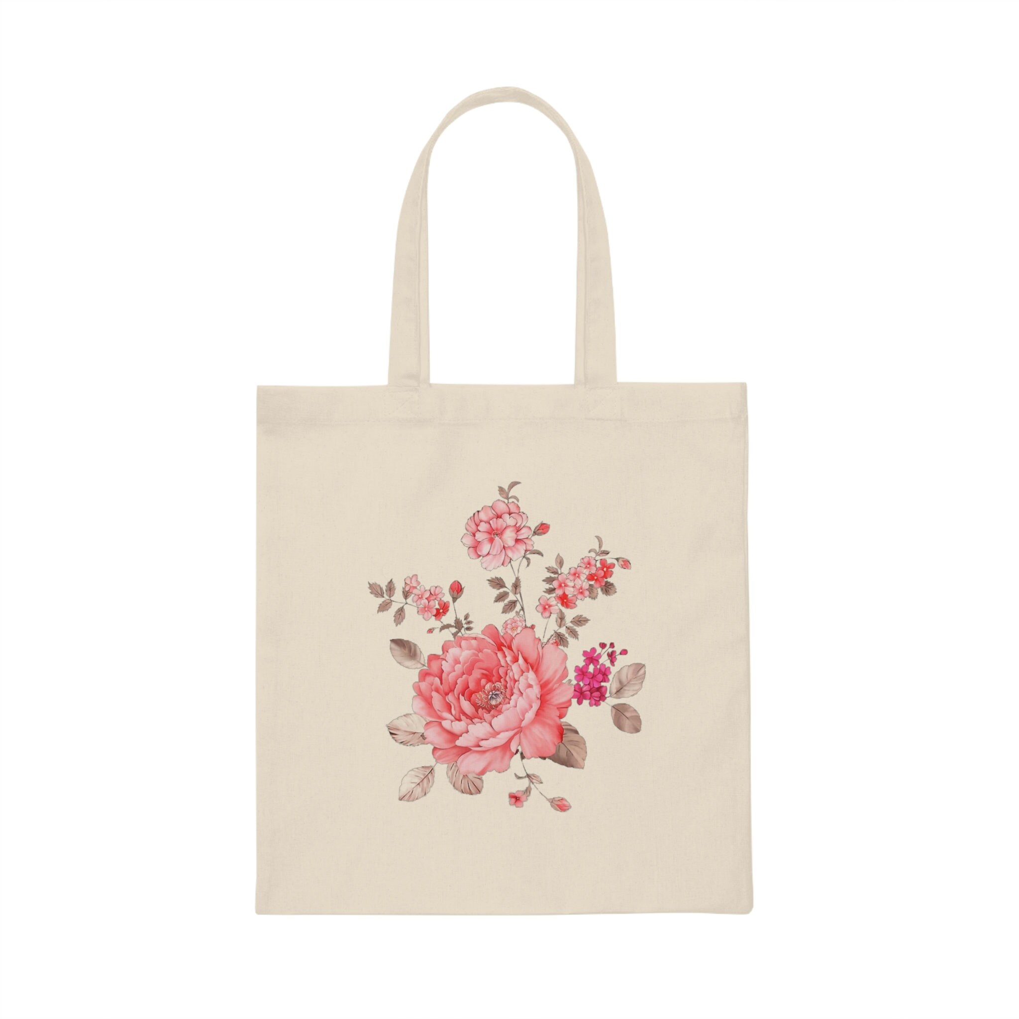 Beaded Pink Clover Canvas Tote