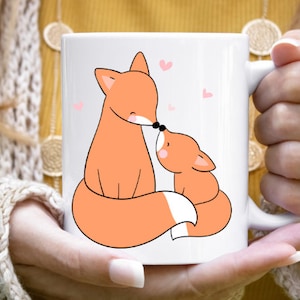 Fox Mug, Fox Mother Love Ceramic Coffee Mug, Grandma Coffee Mug, Ceramic Tea Cup, Fox Coffee Mug, Coffee Lover Gift | fox mug handmade