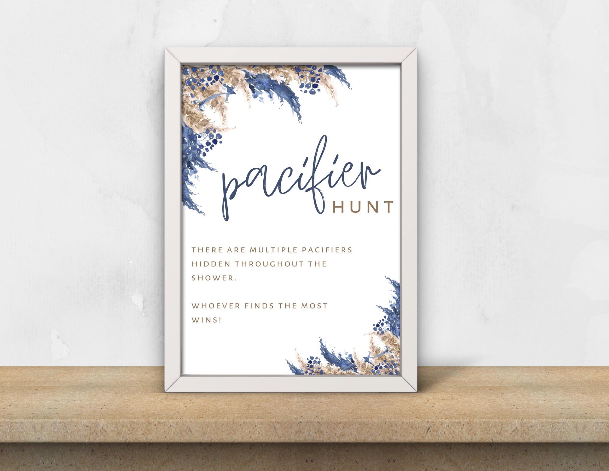 Pacifier Hunt Sign Printable Baby Shower Games Navy Blue - Etsy