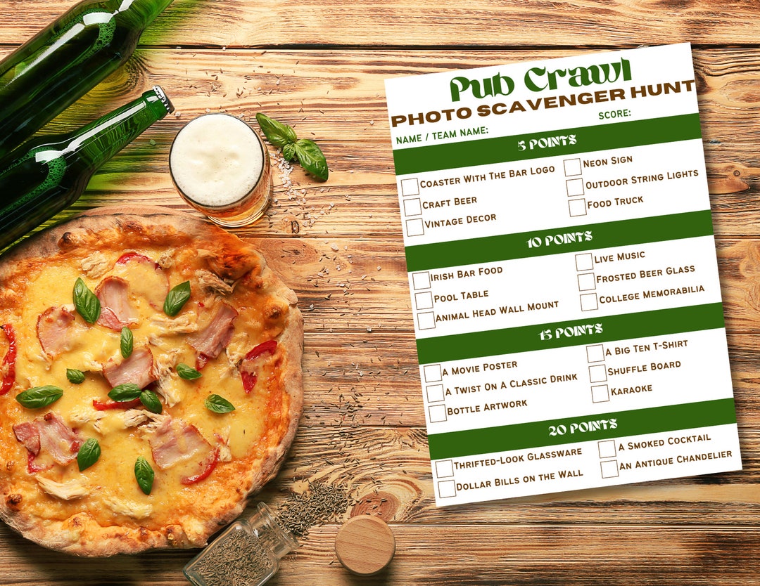 Editable Pub Crawl Scavenger Hunt Template Bar Crawl Etsy
